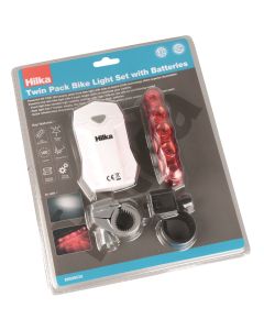 Twin Pack Bike Light Set with Batteries